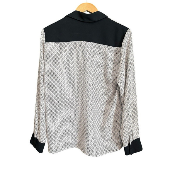 Cold Water Creek Blouse Women Size S Black Cream Button Down Semi Sheer Casual - Picture 2 of 10
